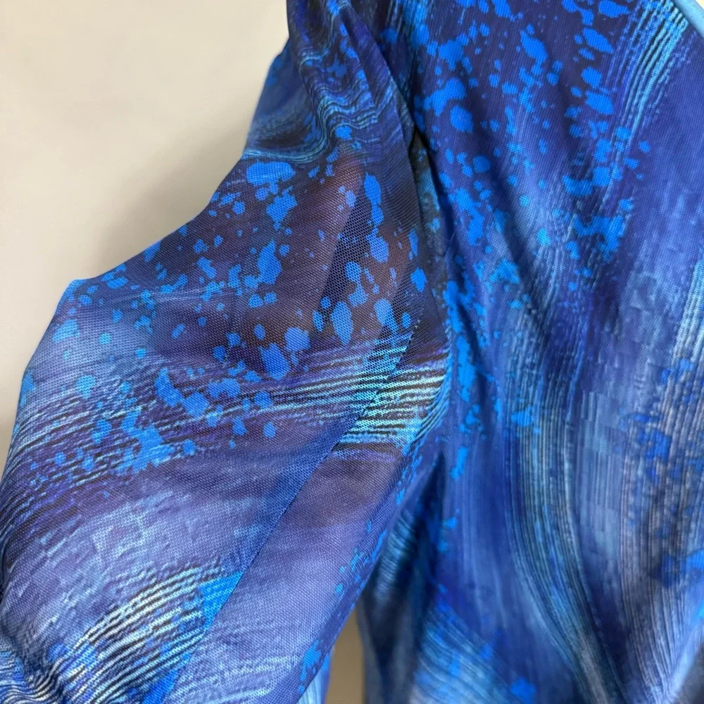 Vibrant Blue Blouse with Long Sleeves - Picture 9 of 12